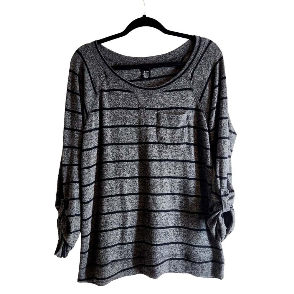 Rue21 Black and Gray Striped Sweatshirt